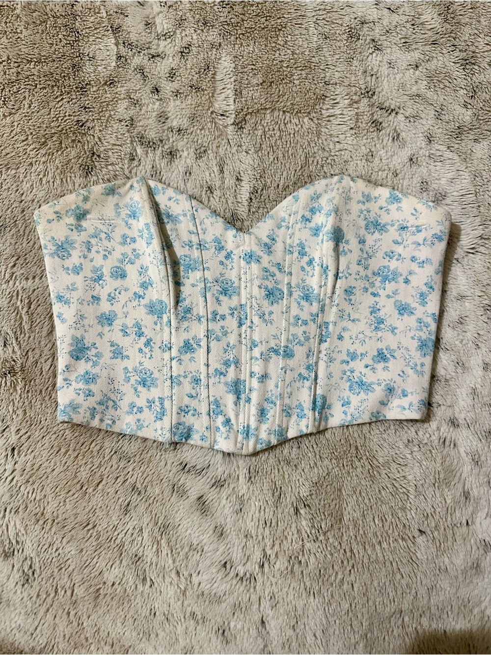 Zara Blue Floral Bustier Camisole on Cream